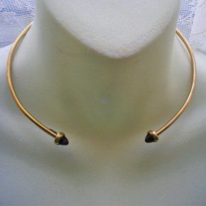 Retired Designer AESA Signed Gold Tone Brass Amethyst Collar Choker Necklace